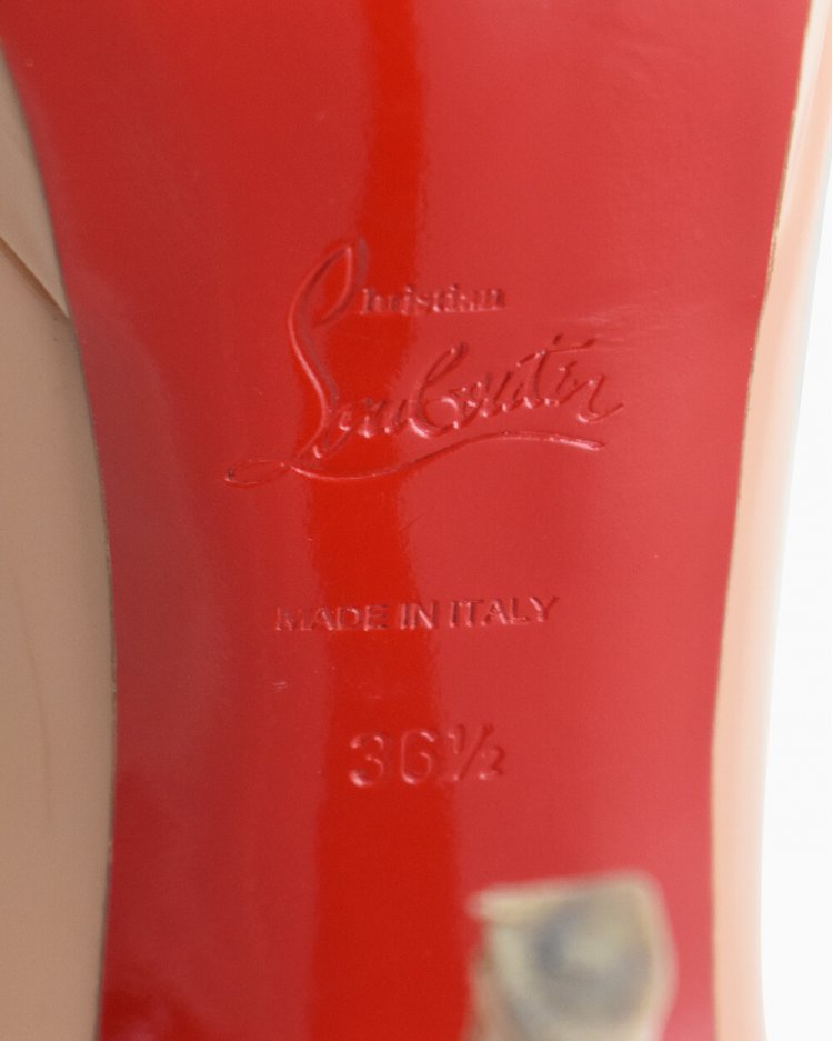 Sapato Christian Louboutin Bianca 120 Original Bege de Verniz Feminino